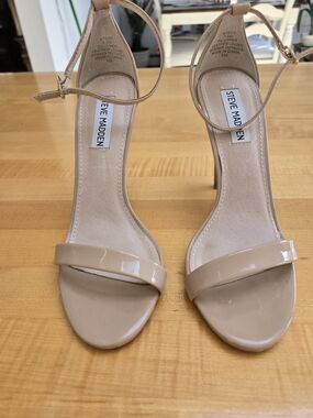 Steve Madden Women's Nude Ankle-Strap Patent Sandals